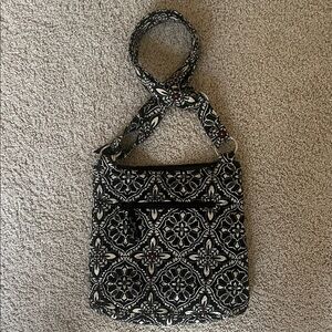 Vera Bradley Black and Cream Floral Crossbody Bag